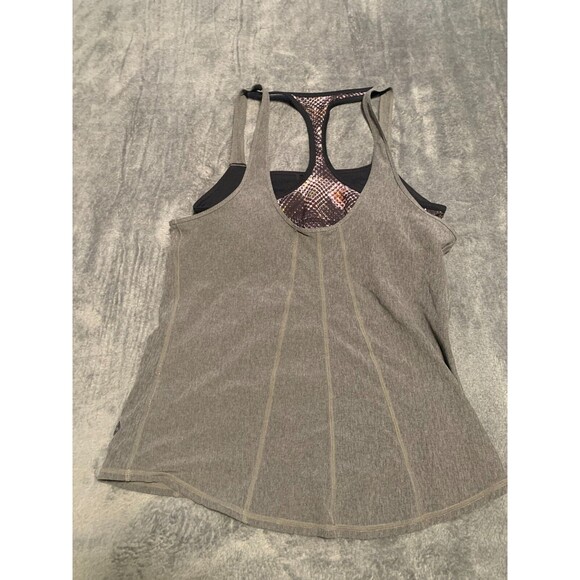 Prana Tank Top Womens Small Gray Contrast Built in Bra Sleeveless‎ Athleisure - Picture 5 of 10
